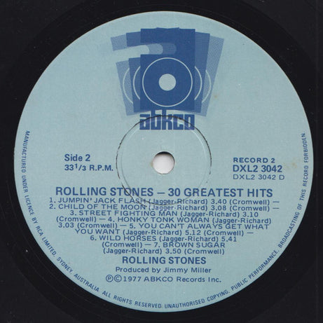 The Rolling Stones : 30 Greatest Hits (2xLP, Comp)