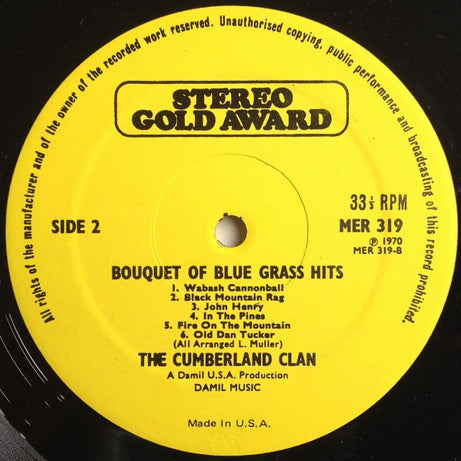 The Cumberland Clan : A Bouquet Of Blue Grass Hits (LP, Album)