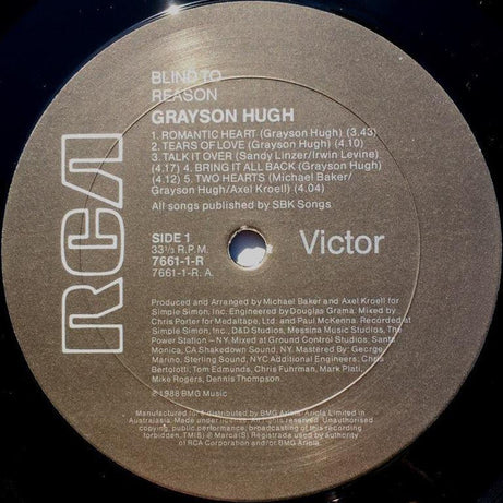 Grayson Hugh : Blind To Reason (LP, Album, Gat)