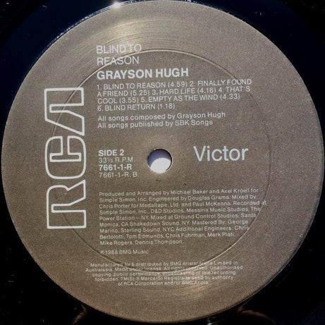 Grayson Hugh : Blind To Reason (LP, Album, Gat)