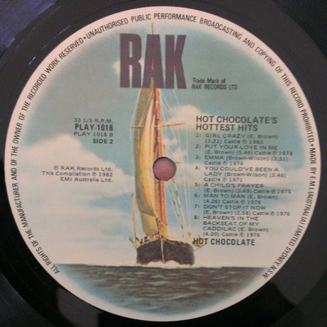 Hot Chocolate : Hot Chocolate's Hottest Hits (LP, Comp)