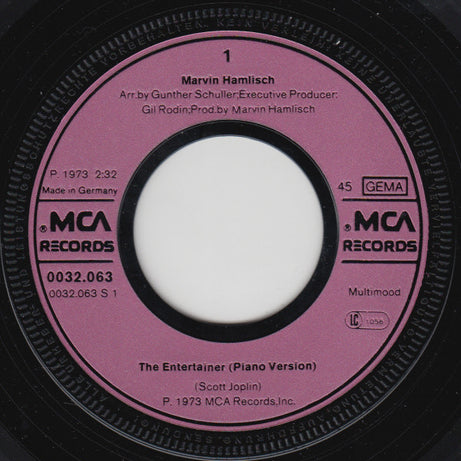 Marvin Hamlisch : The Entertainer (7", Single, RE)