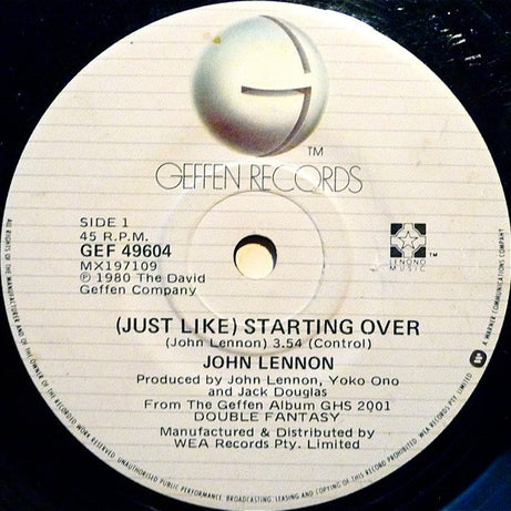 John Lennon : (Just Like) Starting Over (7", Single)
