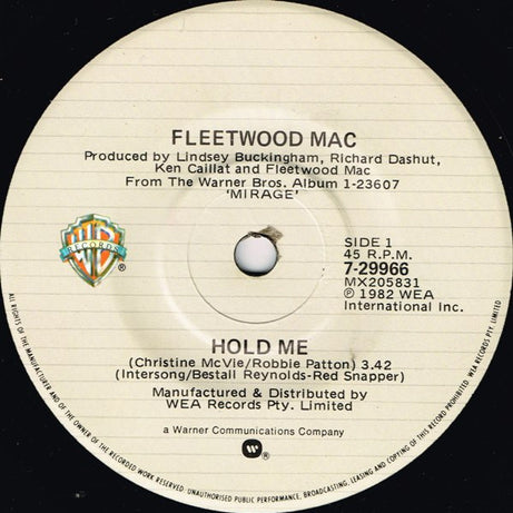 Fleetwood Mac : Hold Me (7", Single)