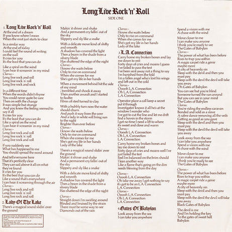 Rainbow : Long Live Rock 'N' Roll (LP, Album, Gat)