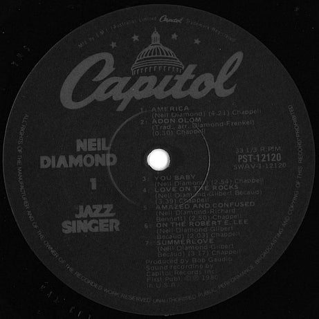 Neil Diamond : The Jazz Singer (Original Songs From The Motion Picture) (LP, Album)