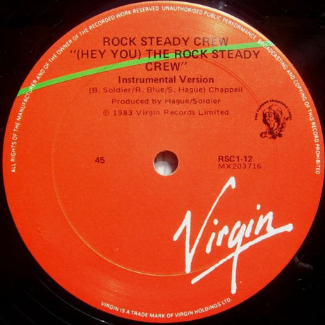 The Rock Steady Crew : (Hey You) The Rock Steady Crew (12", Single)