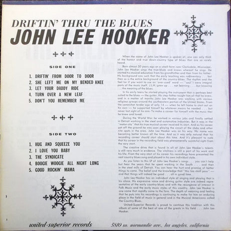 John Lee Hooker : Driftin' Thru The Blues (LP, Album, RE)