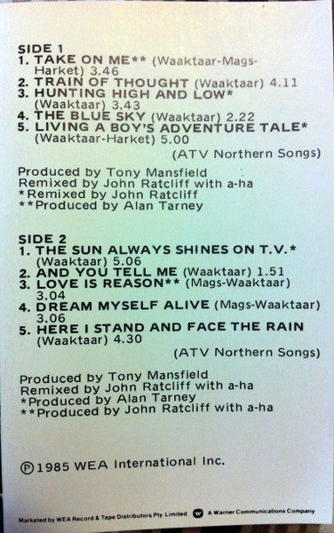 a-ha : Hunting High And Low (Cass, Album)