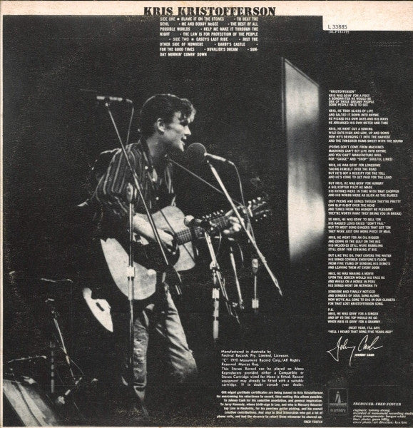 Kris Kristofferson : Kristofferson (LP, Album, RP, Whi)