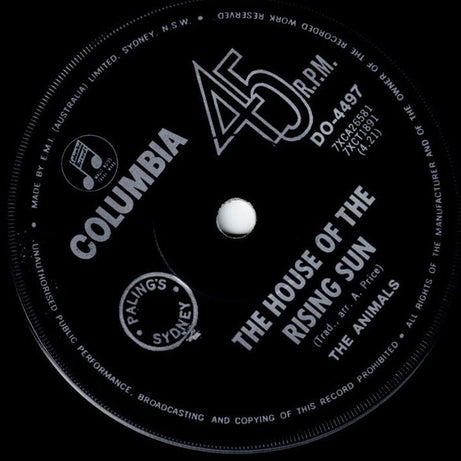 The Animals : The House Of The Rising Sun  (7", Single)