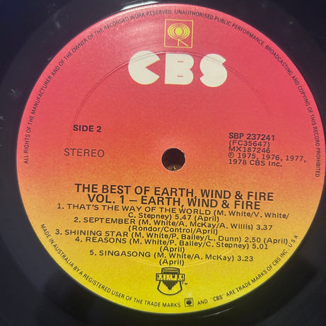 Earth, Wind & Fire : The Best Of Earth Wind & Fire Vol. 1 (LP, Comp, Gat)