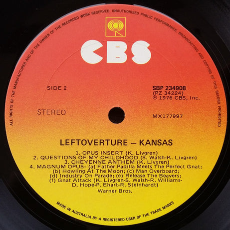 Kansas (2) : Leftoverture (LP, Album)