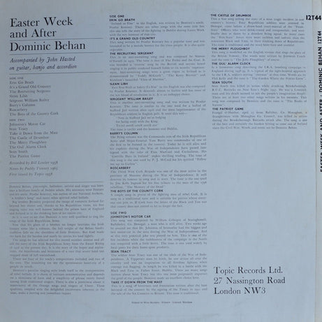 Dominic Behan : Easter Week And After (LP, Album, Mono, RE)