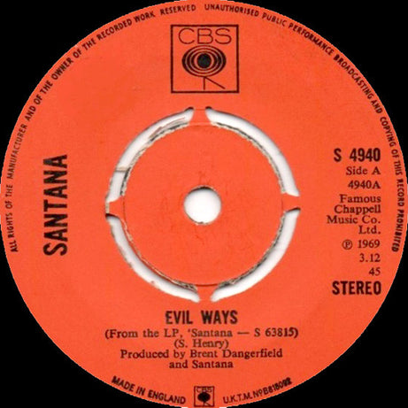 Santana : Evil Ways (7", Single)