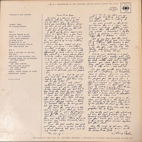 Johnny Cash : At Folsom Prison (LP, Album)