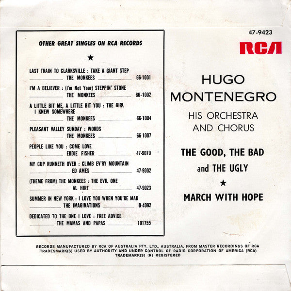 Hugo Montenegro, His Orchestra And Chorus : The Good, The Bad & The Ugly (7", Single)