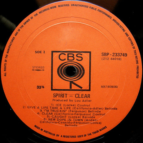 Spirit (8) : Clear (LP, Album)