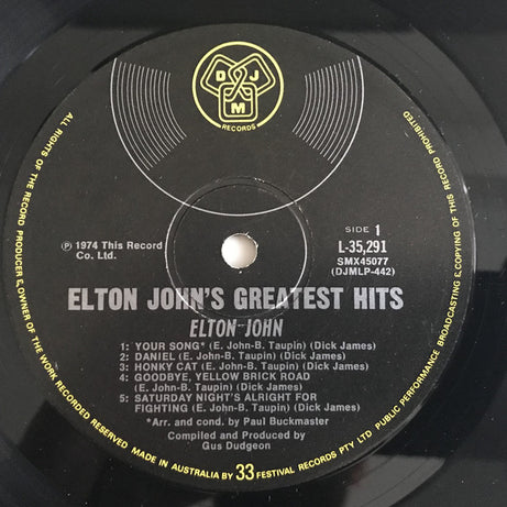 Elton John : Greatest Hits (LP, Comp)