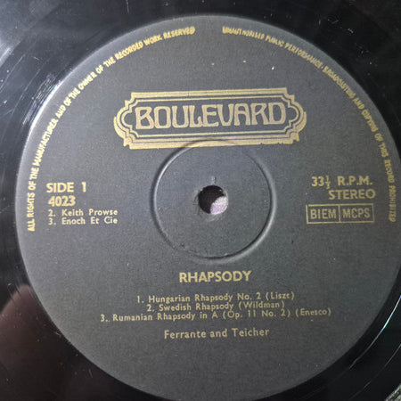 Ferrante & Teicher : Rhapsody (LP, Album, RE)