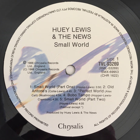 Huey Lewis & The News : Small World (LP, Album)