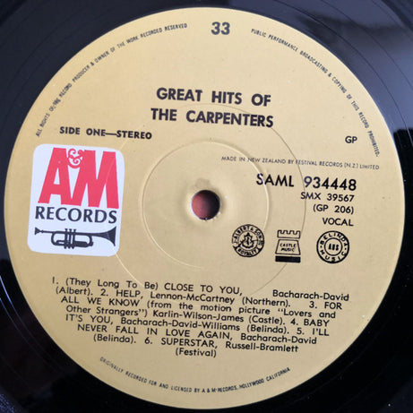 Carpenters : Great Hits Of The Carpenters (LP, Comp, Gat)