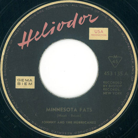 Johnny And The Hurricanes : Minnesota Fats / The Sheik Of Araby (7", Single, Mono)
