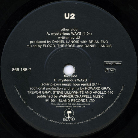 U2 : Mysterious Ways (7", Single)