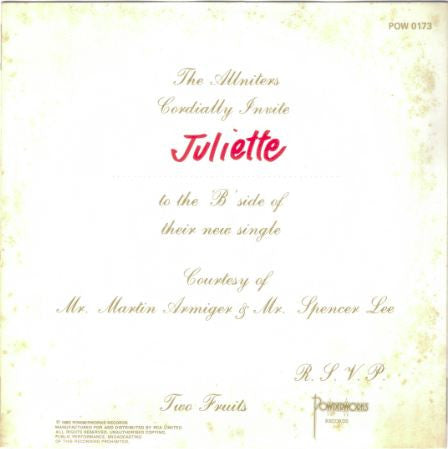 Allniters : Love And Affection (7", Single)