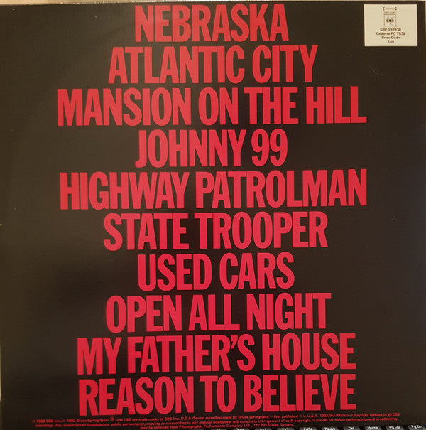 Bruce Springsteen : Nebraska (LP, Album)