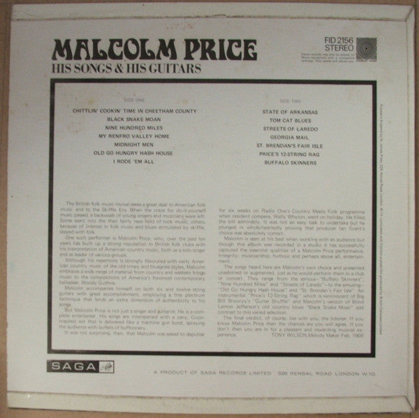 Malcolm Price : His Songs And His Guitars (LP, Album)