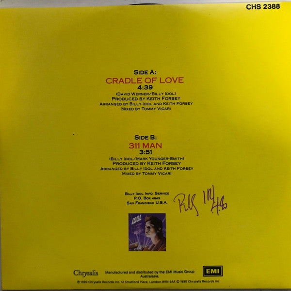 Billy Idol : Cradle Of Love (7", Single)