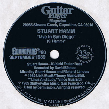 Stuart Hamm : Live In San Diego (Flexi, 7", Shape, S/Sided, Squ)