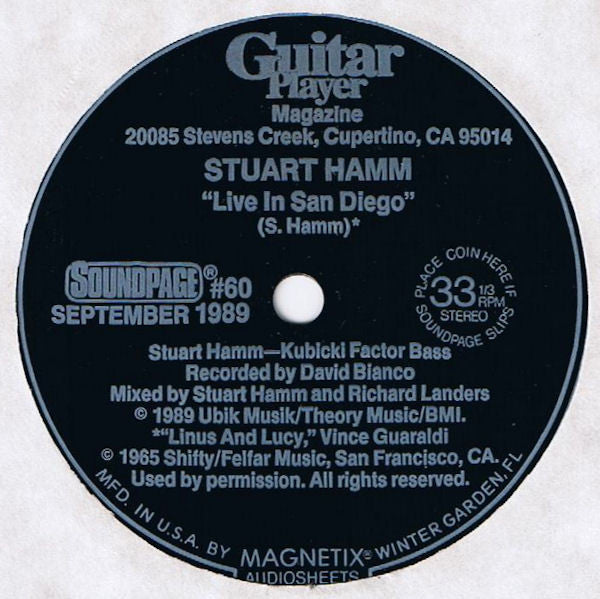 Stuart Hamm : Live In San Diego (Flexi, 7", Shape, S/Sided, Squ)