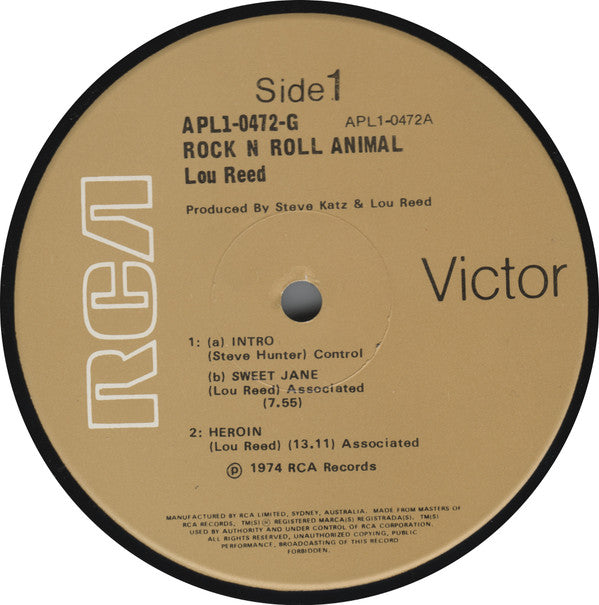 Lou Reed : Rock N Roll Animal (LP, Album, Gat)