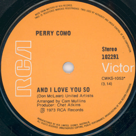 Perry Como : And I Love You So (7", Single)
