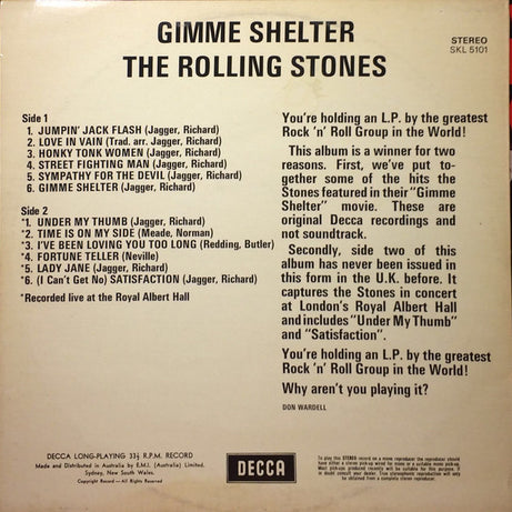 The Rolling Stones : Gimme Shelter (LP, Comp, Roy)