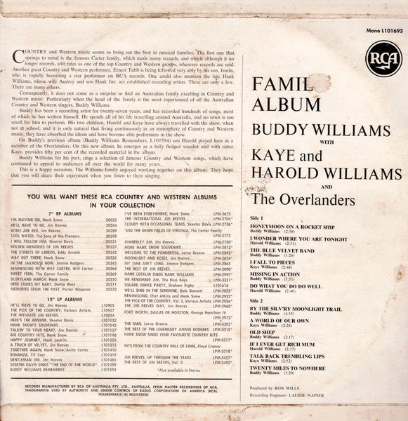 Buddy* With Kaye* And Harold Williams (5) And The Overlanders (5) : Family Album (LP, Album, Mono)