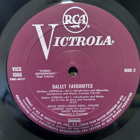 Ernest Ansermet, Royal Opera House Orchestra, Covent Garden* : Ballet Favourites (Highlights From The Nutcracker, Carnaval, Coppélia, Giselle) (LP)