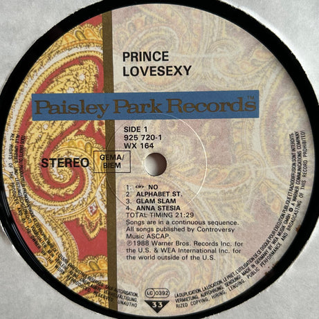 Prince : Lovesexy (LP, Album, Als)