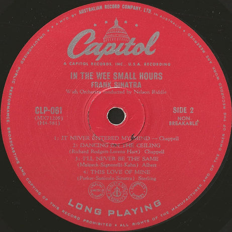Frank Sinatra : In The Wee Small Hours (Part 2) (10", Album, Mono)