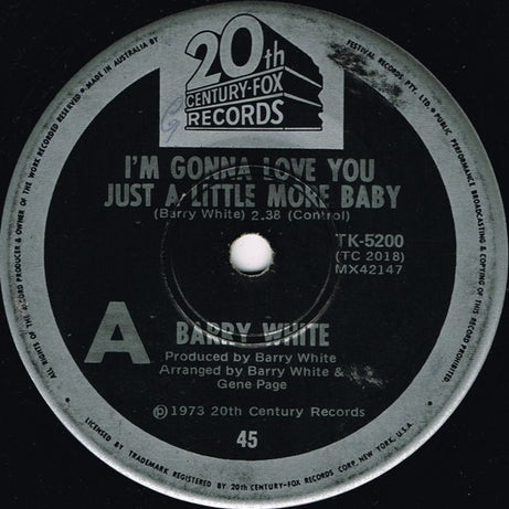 Barry White : I'm Gonna Love You Just A Little More Baby / Just A Little More Baby (7")