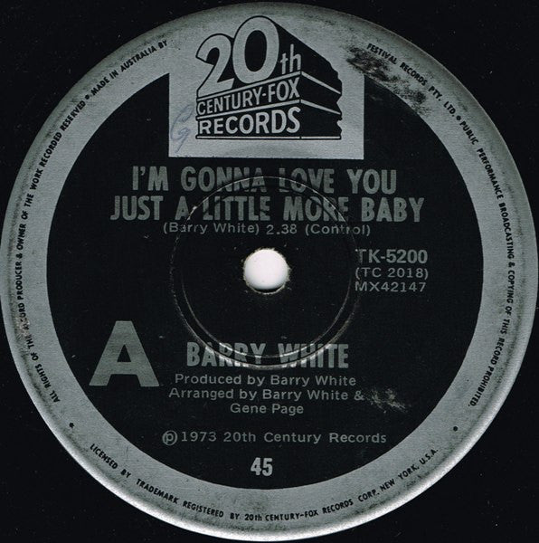 Barry White : I'm Gonna Love You Just A Little More Baby / Just A Little More Baby (7")