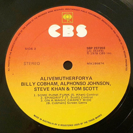 Billy Cobham • Steve Khan • Alphonso Johnson • Tom Scott : Alivemutherforya (LP, Album)