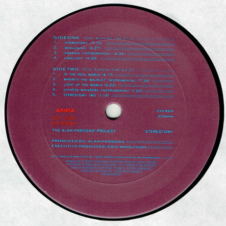 The Alan Parsons Project : Stereotomy (LP, Album)