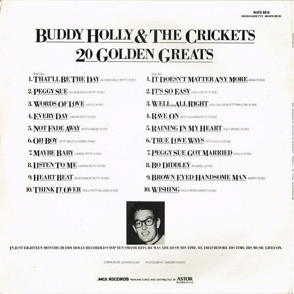 Buddy Holly & The Crickets (2) : 20 Golden Greats (LP, Comp)