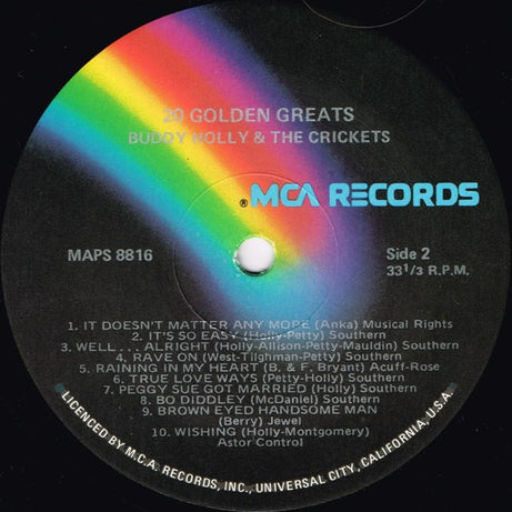 Buddy Holly & The Crickets (2) : 20 Golden Greats (LP, Comp)