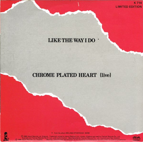 Melissa Etheridge : Like The Way I Do (7", Single, Ltd)
