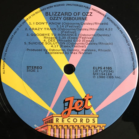 Ozzy Osbourne : Blizzard Of Ozz (LP, Album)
