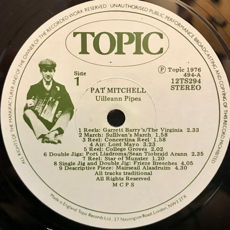 Pat Mitchell : Uilleann Pipes (LP)